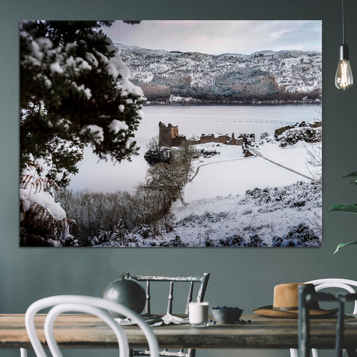 Urquhart Castle in the snow Canvas Print or Poster - Canvas Art Rocks - 3