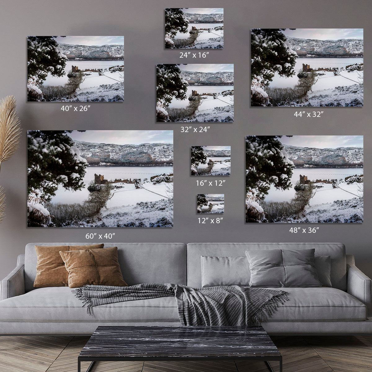 Urquhart Castle in the snow Canvas Print or Poster - Canvas Art Rocks - 7