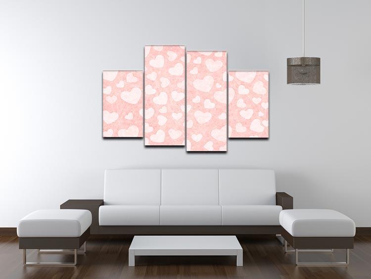 Valentine Heart pink 4 Split Panel Canvas  - Canvas Art Rocks - 3