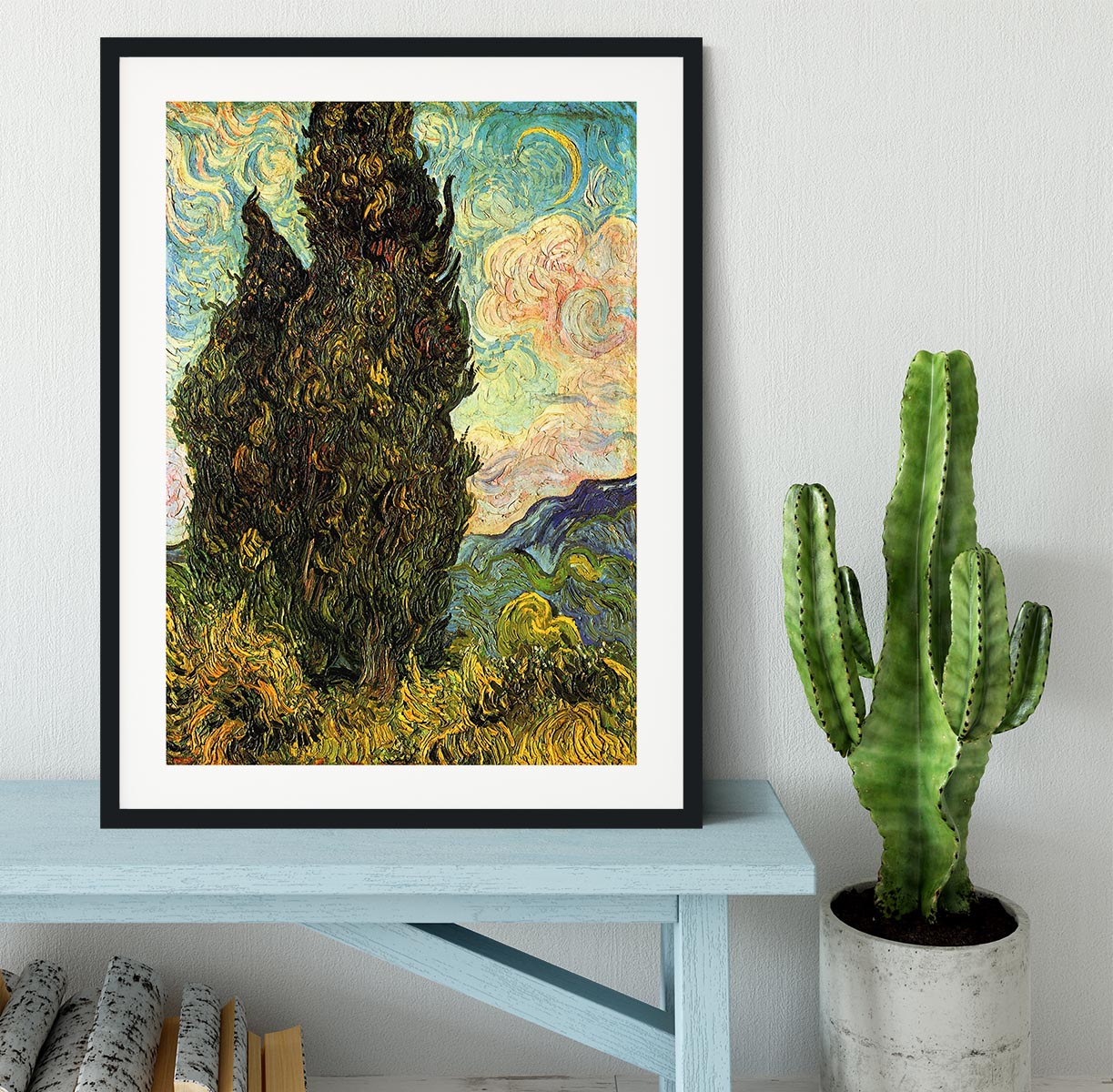 Van Gogh Cypresses Framed Print - Canvas Art Rocks - 1