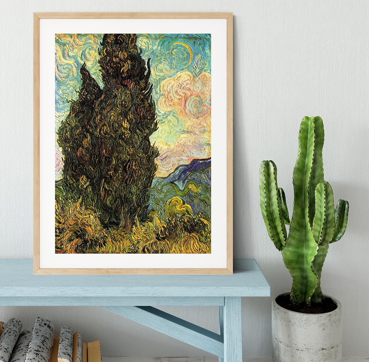 Van Gogh Cypresses Framed Print - Canvas Art Rocks - 3