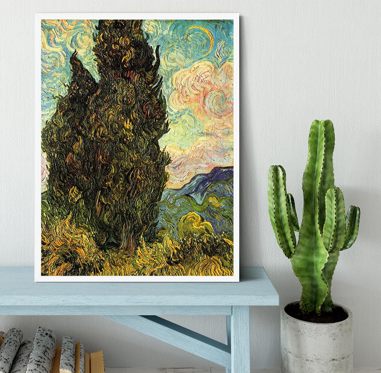 Van Gogh Cypresses Framed Print - Canvas Art Rocks -6