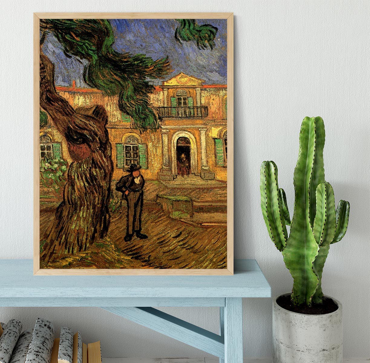 Van Gogh Pine Trees with Figure in the Garden of Saint-Paul Hospital Framed Print - Canvas Art Rocks - 4