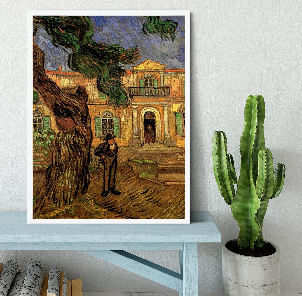 Van Gogh Pine Trees with Figure in the Garden of Saint-Paul Hospital Framed Print - Canvas Art Rocks -6