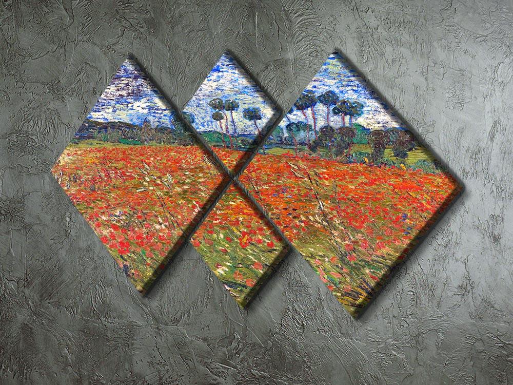 Van Gogh Poppies Field 4 Square Multi Panel Canvas - Canvas Art Rocks - 2