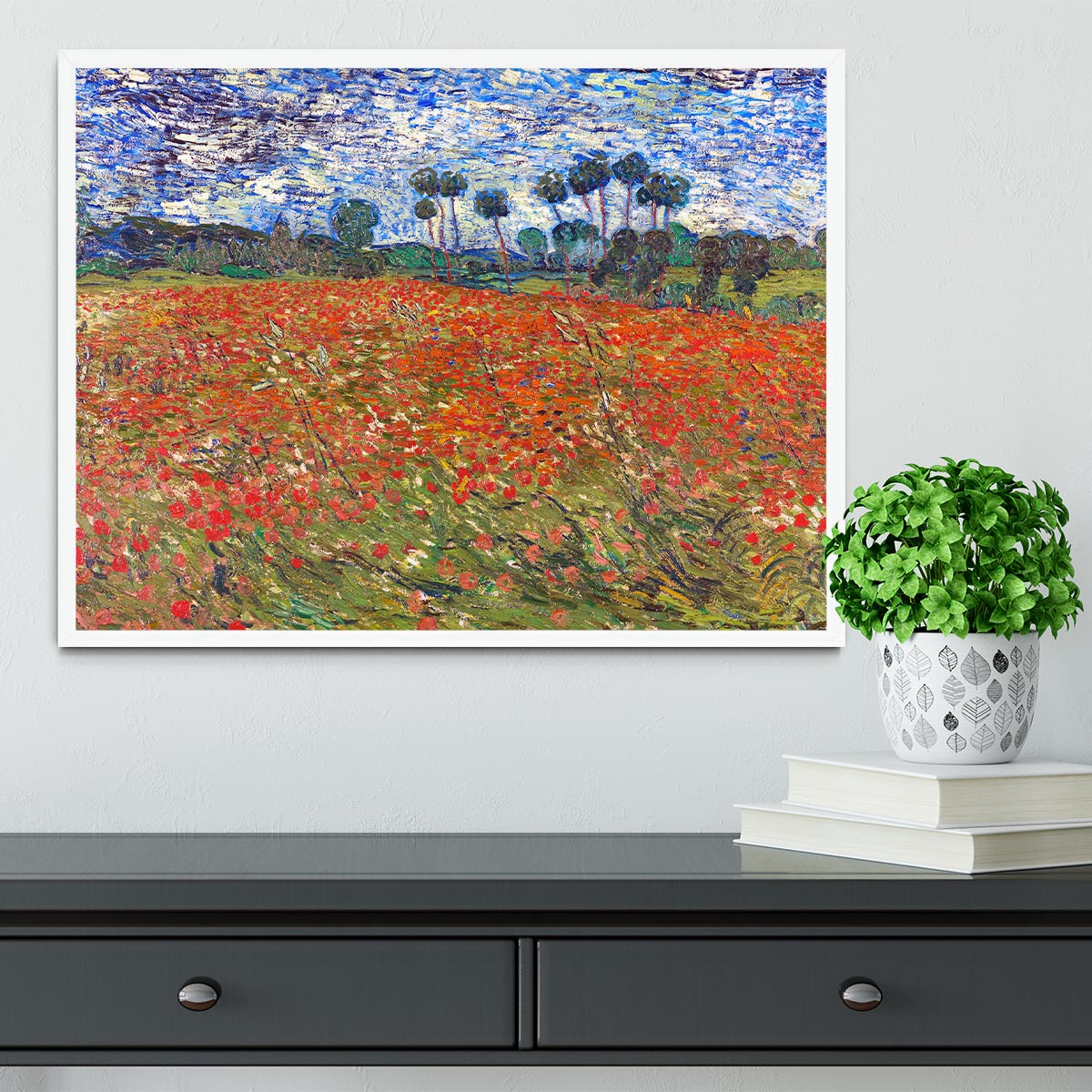 Van Gogh Poppies Field Framed Print - Canvas Art Rocks -6