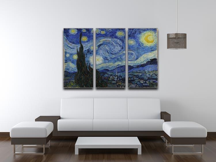 Van Gogh Starry Night 3 Split Panel Canvas Print - Canvas Art Rocks - 3