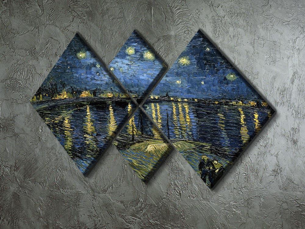 Van Gogh Starry Night over the Rhone 4 Square Multi Panel Canvas - Canvas Art Rocks - 2