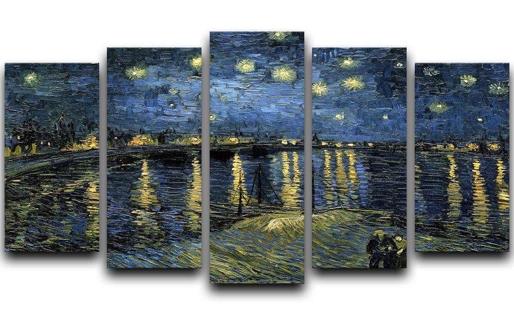 Van Gogh Starry Night over the Rhone 5 Split Panel Canvas  - Canvas Art Rocks - 1