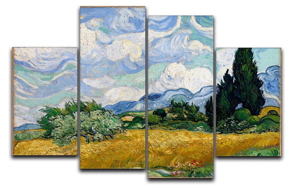 Van Gogh Wheat Field with Cypresses 4 Split Panel Canvas  - Canvas Art Rocks - 1