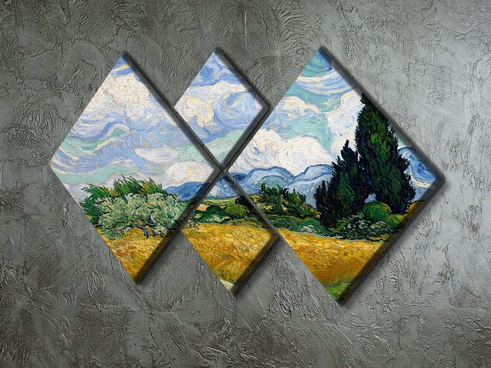 Van Gogh Wheat Field with Cypresses 4 Square Multi Panel Canvas - Canvas Art Rocks - 2