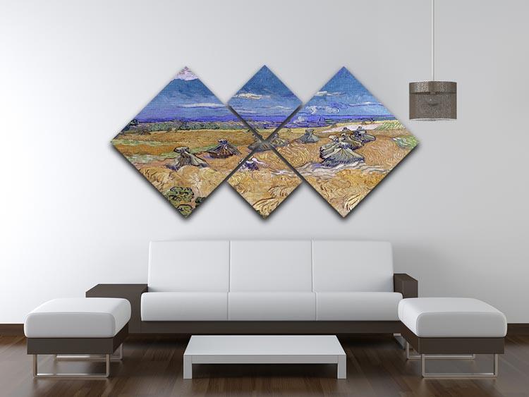 Van Gogh Wheat Fields with Reaper at Auvers 4 Square Multi Panel Canvas - Canvas Art Rocks - 3