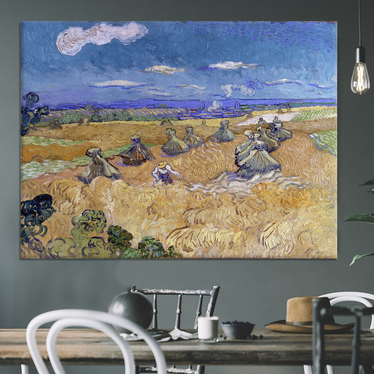 Van Gogh Wheat Fields with Reaper at Auvers Canvas Print or Poster - Canvas Art Rocks - 3