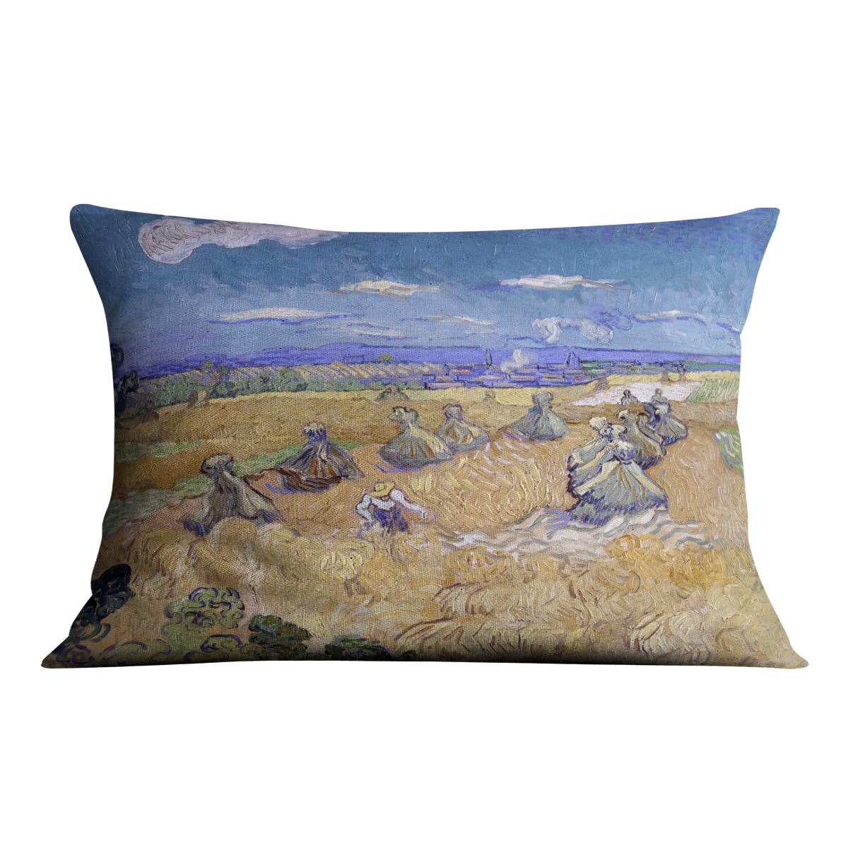 Van Gogh Wheat Fields with Reaper at Auvers Cushion
