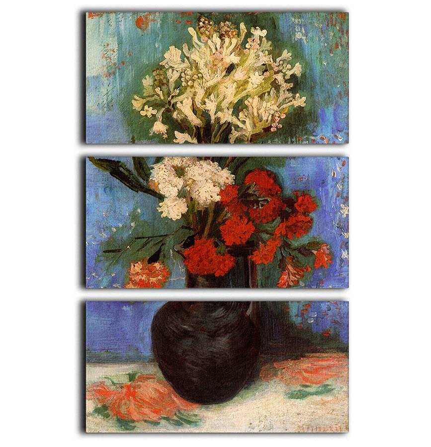 Vase with Carnations and Other Flowers by Van Gogh 3 Split Panel Canvas Print - Canvas Art Rocks - 1