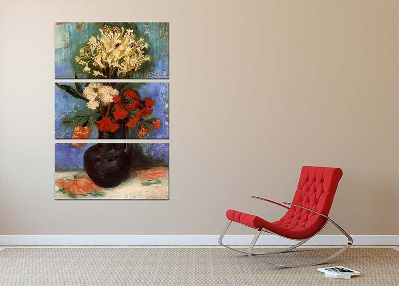 Vase with Carnations and Other Flowers by Van Gogh 3 Split Panel Canvas Print - Canvas Art Rocks - 2