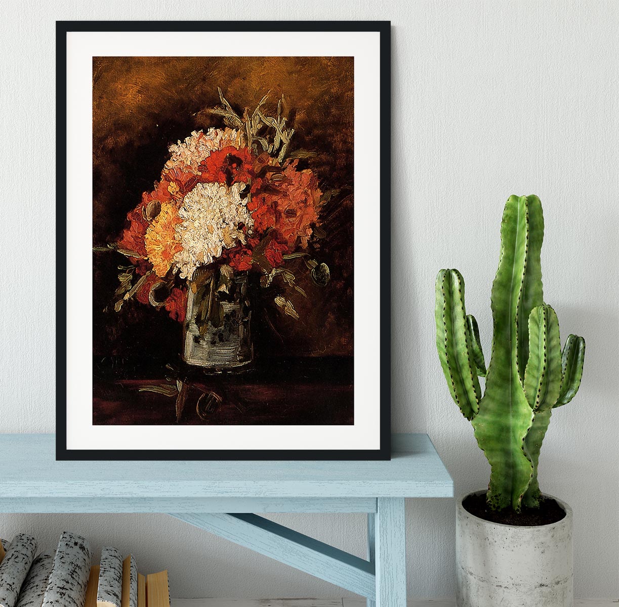 Vase with Carnations by Van Gogh Framed Print - Canvas Art Rocks - 1
