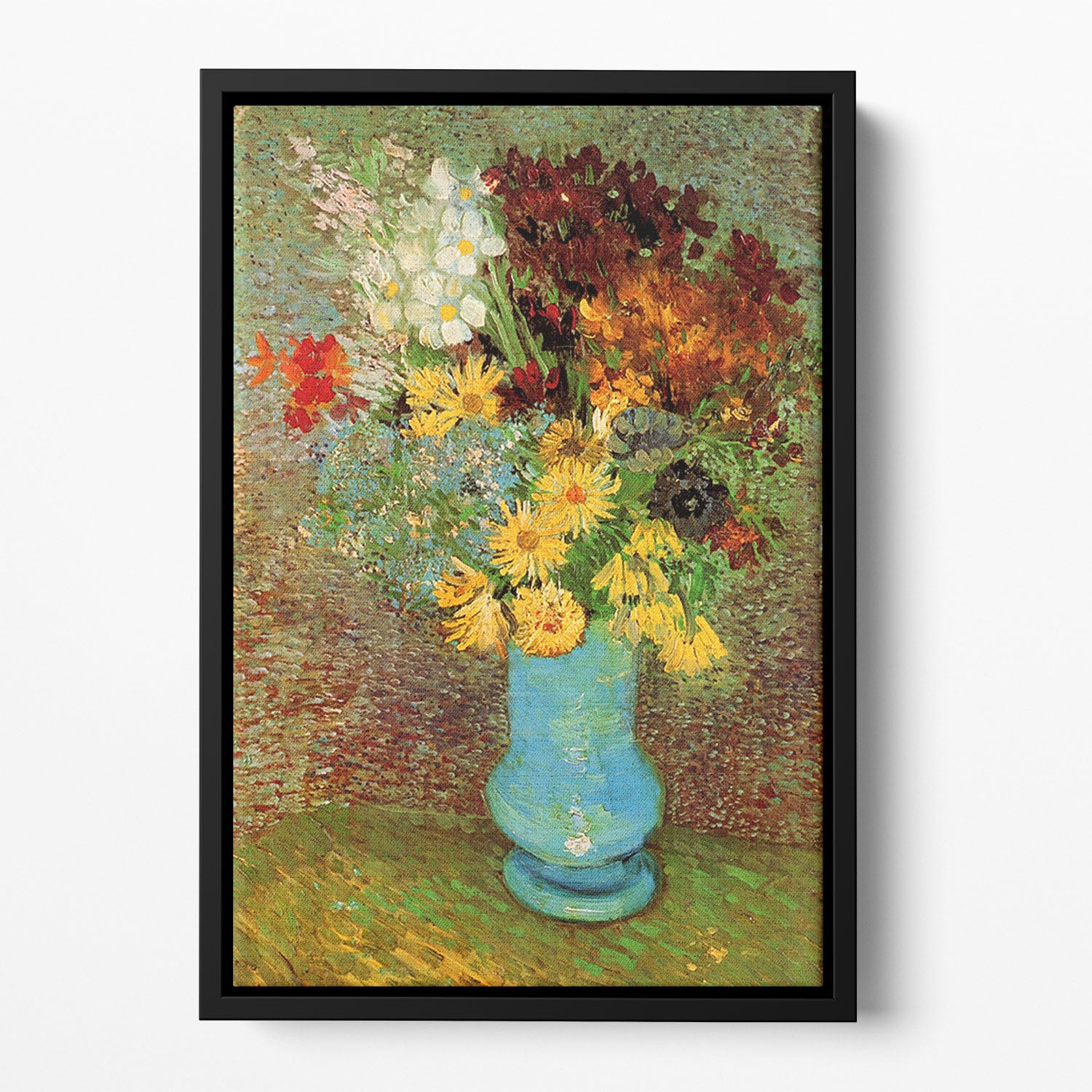 Vase with Daisies and Anemones by Van Gogh Floating Framed Canvas