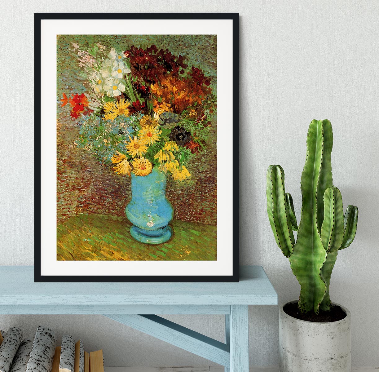 Vase with Daisies and Anemones by Van Gogh Framed Print - Canvas Art Rocks - 1