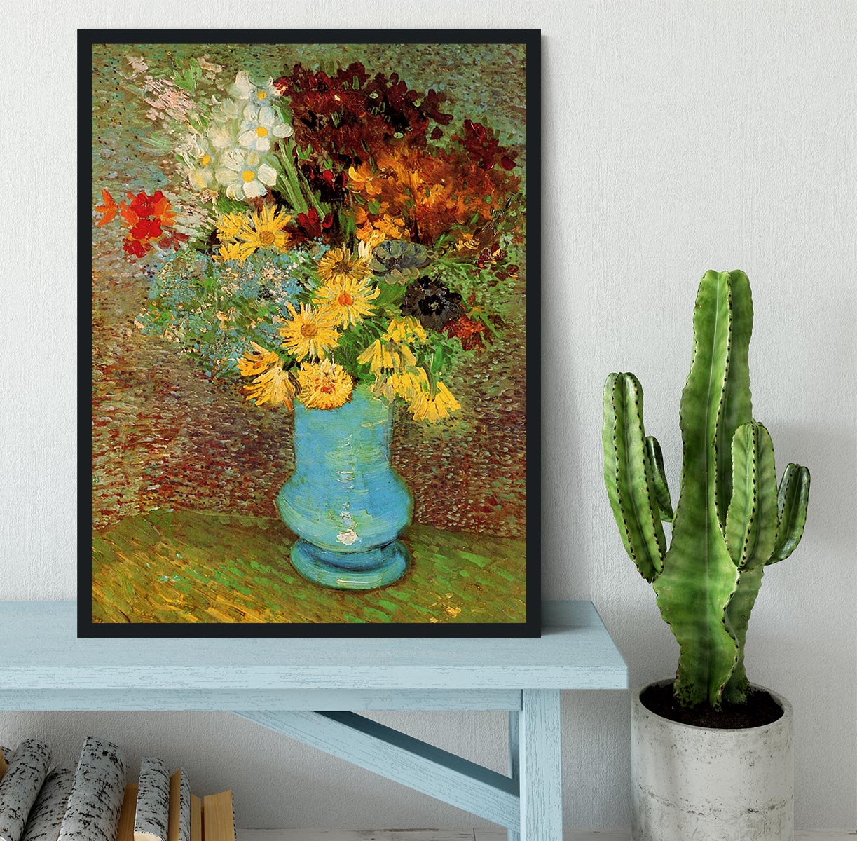 Vase with Daisies and Anemones by Van Gogh Framed Print - Canvas Art Rocks - 2