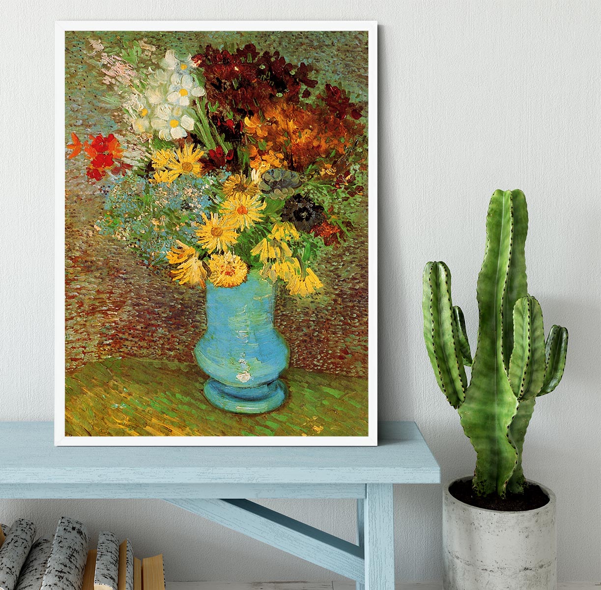 Vase with Daisies and Anemones by Van Gogh Framed Print - Canvas Art Rocks -6