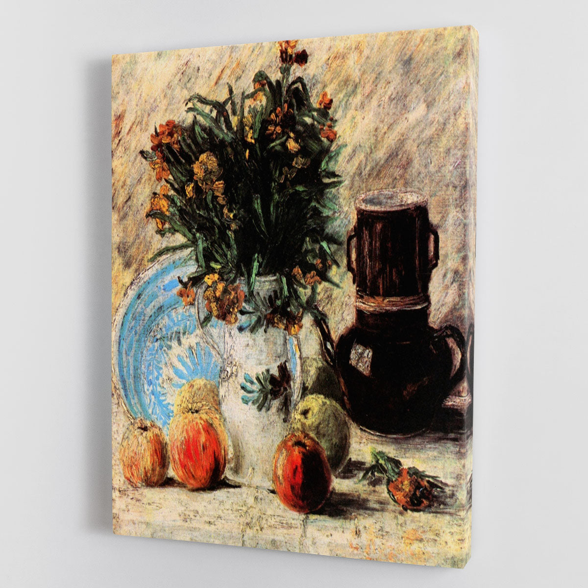Vase with Flowers Coffeepot and Fruit by Van Gogh Canvas Print or Poster - Canvas Art Rocks - 1