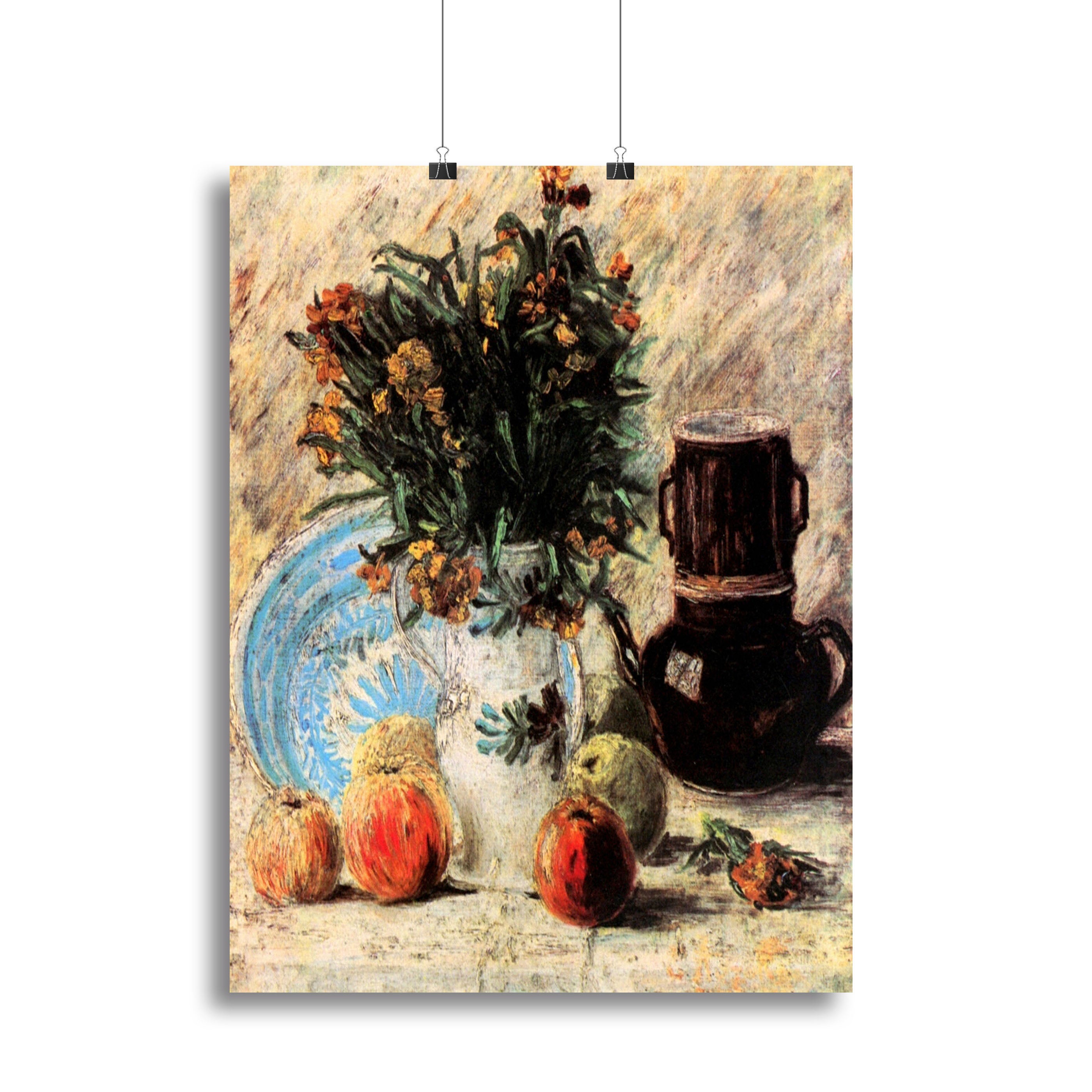 Vase with Flowers Coffeepot and Fruit by Van Gogh Canvas Print or Poster - Canvas Art Rocks - 2