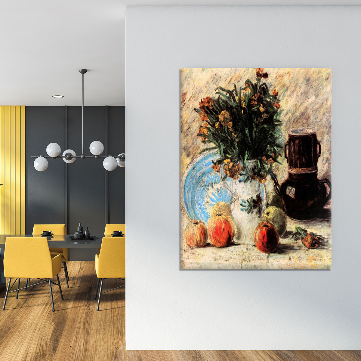 Vase with Flowers Coffeepot and Fruit by Van Gogh Canvas Print or Poster - Canvas Art Rocks - 4