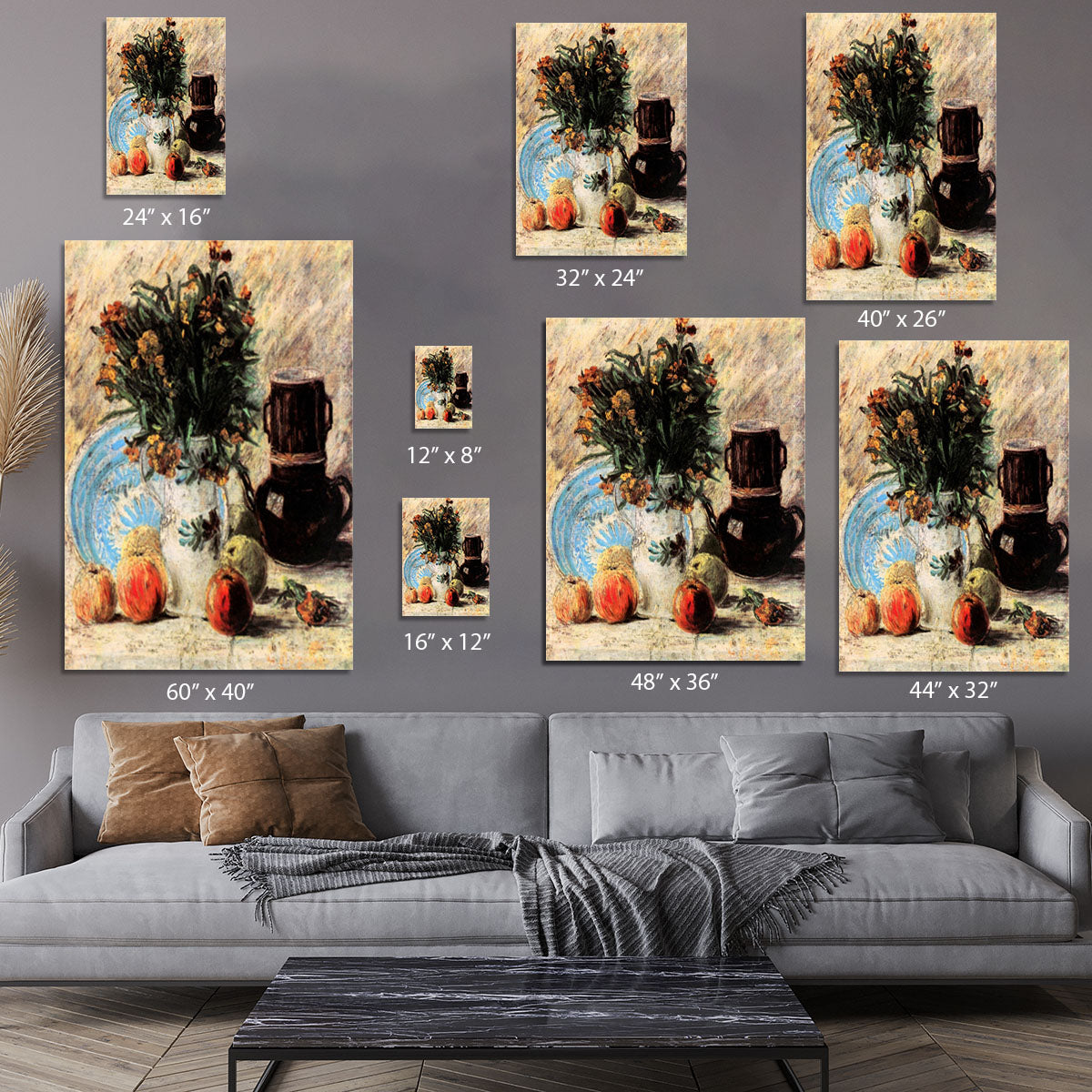 Vase with Flowers Coffeepot and Fruit by Van Gogh Canvas Print or Poster - Canvas Art Rocks - 7