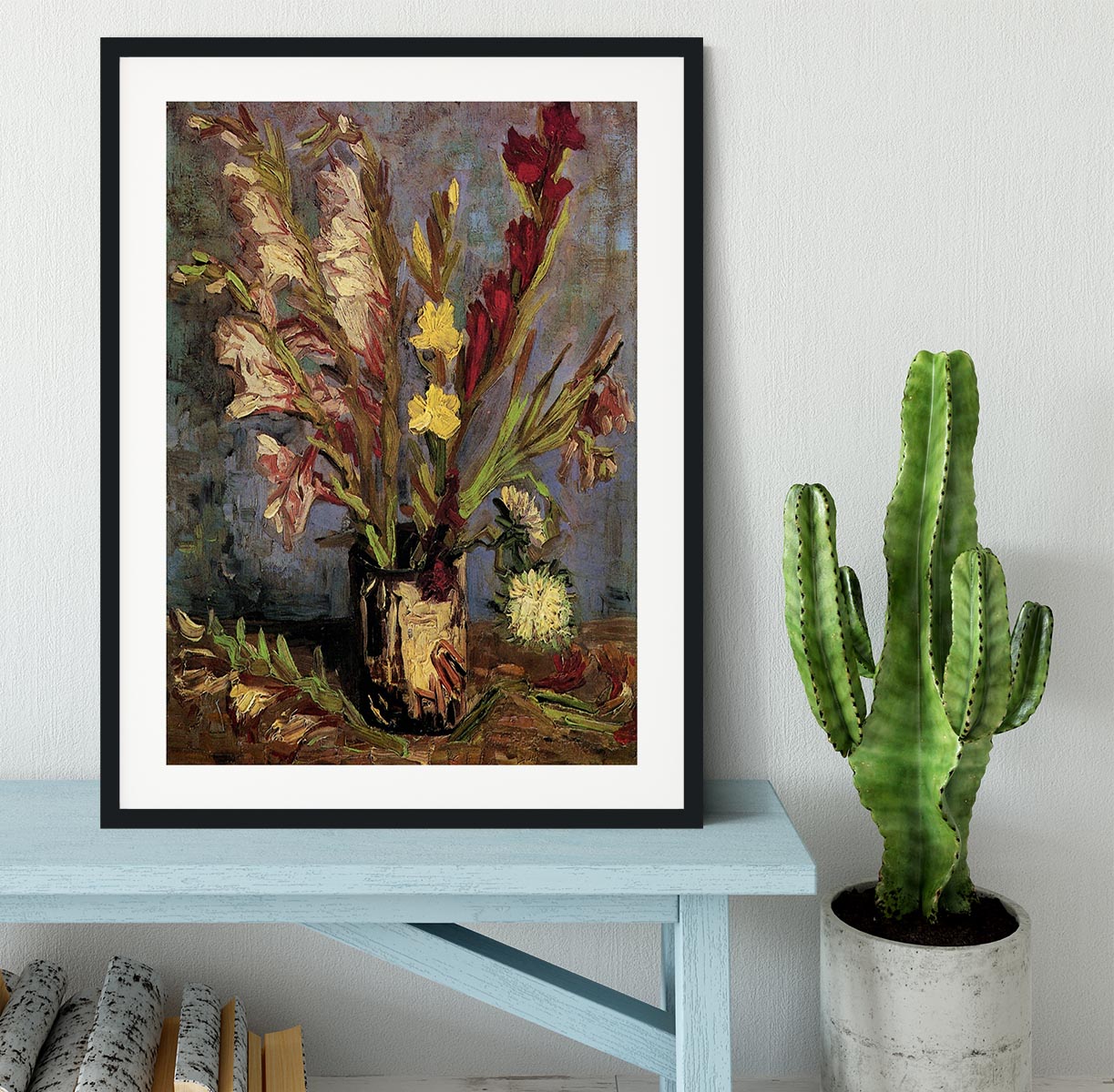 Vase with Gladioli 4 by Van Gogh Framed Print - Canvas Art Rocks - 1