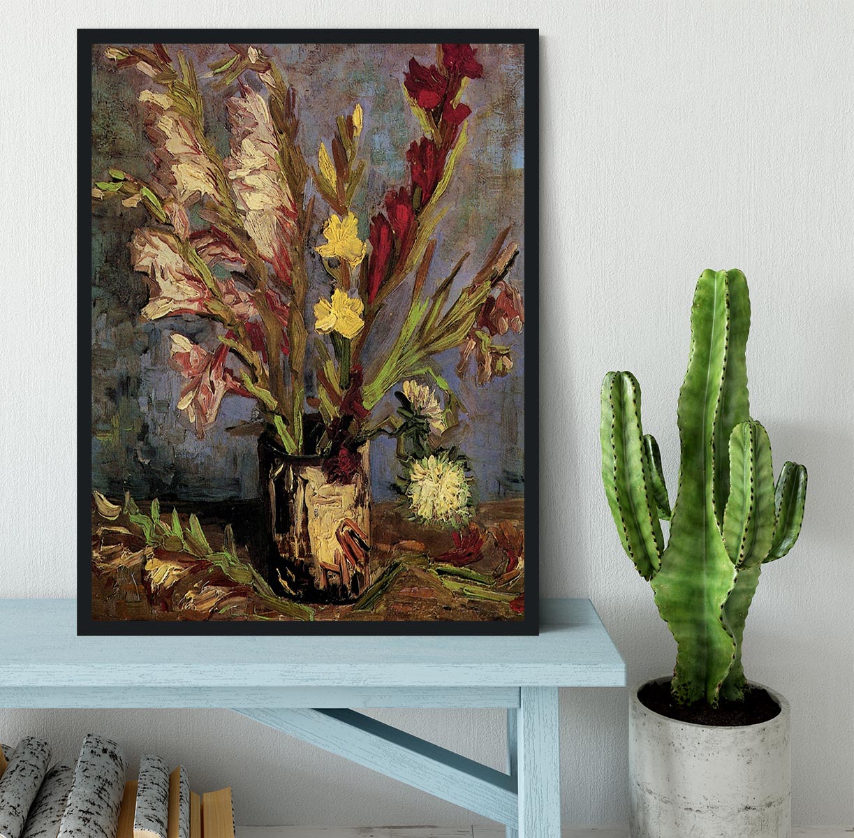 Vase with Gladioli 4 by Van Gogh Framed Print - Canvas Art Rocks - 2