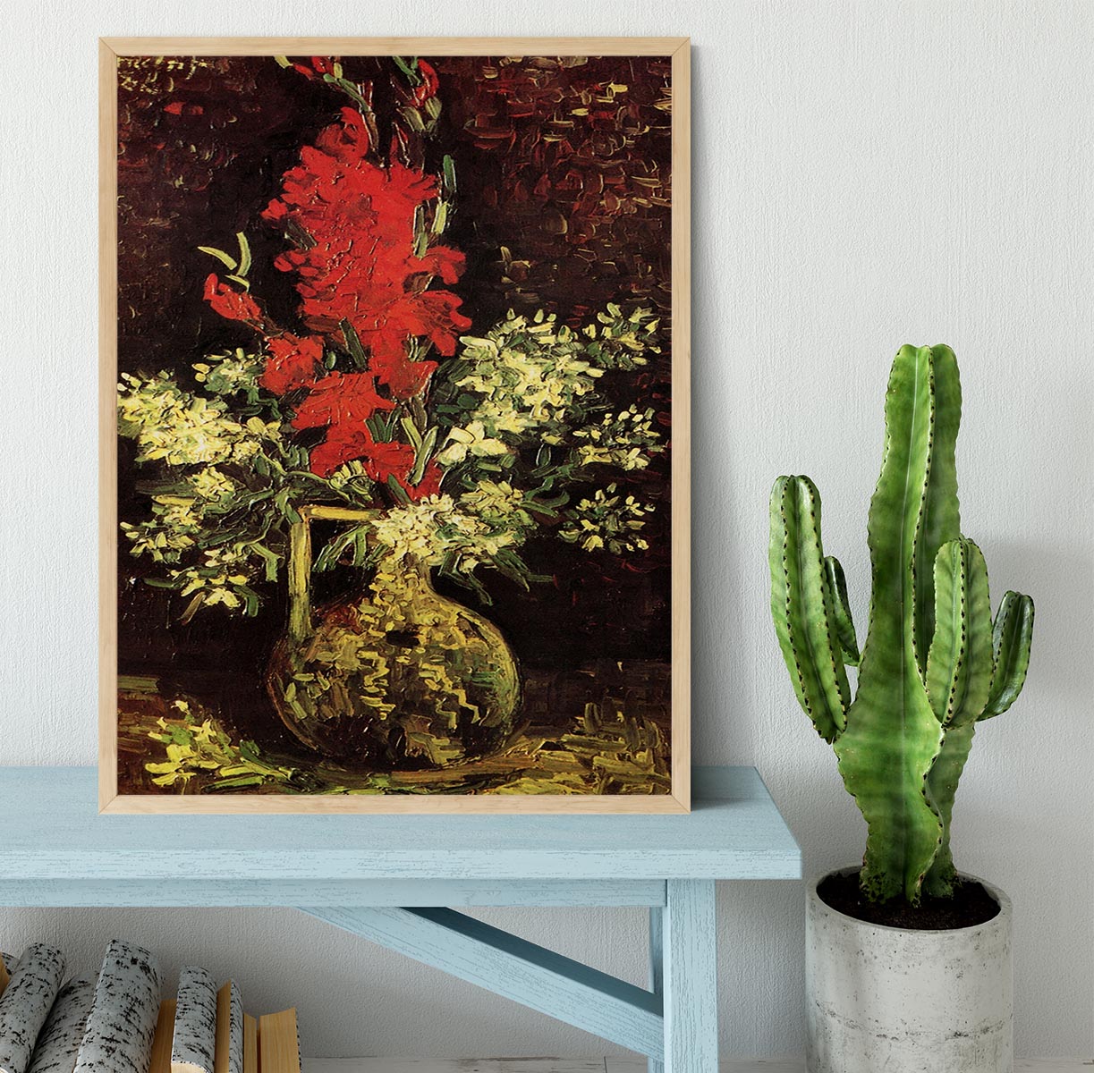 Vase with Gladioli and Carnations by Van Gogh Framed Print - Canvas Art Rocks - 4