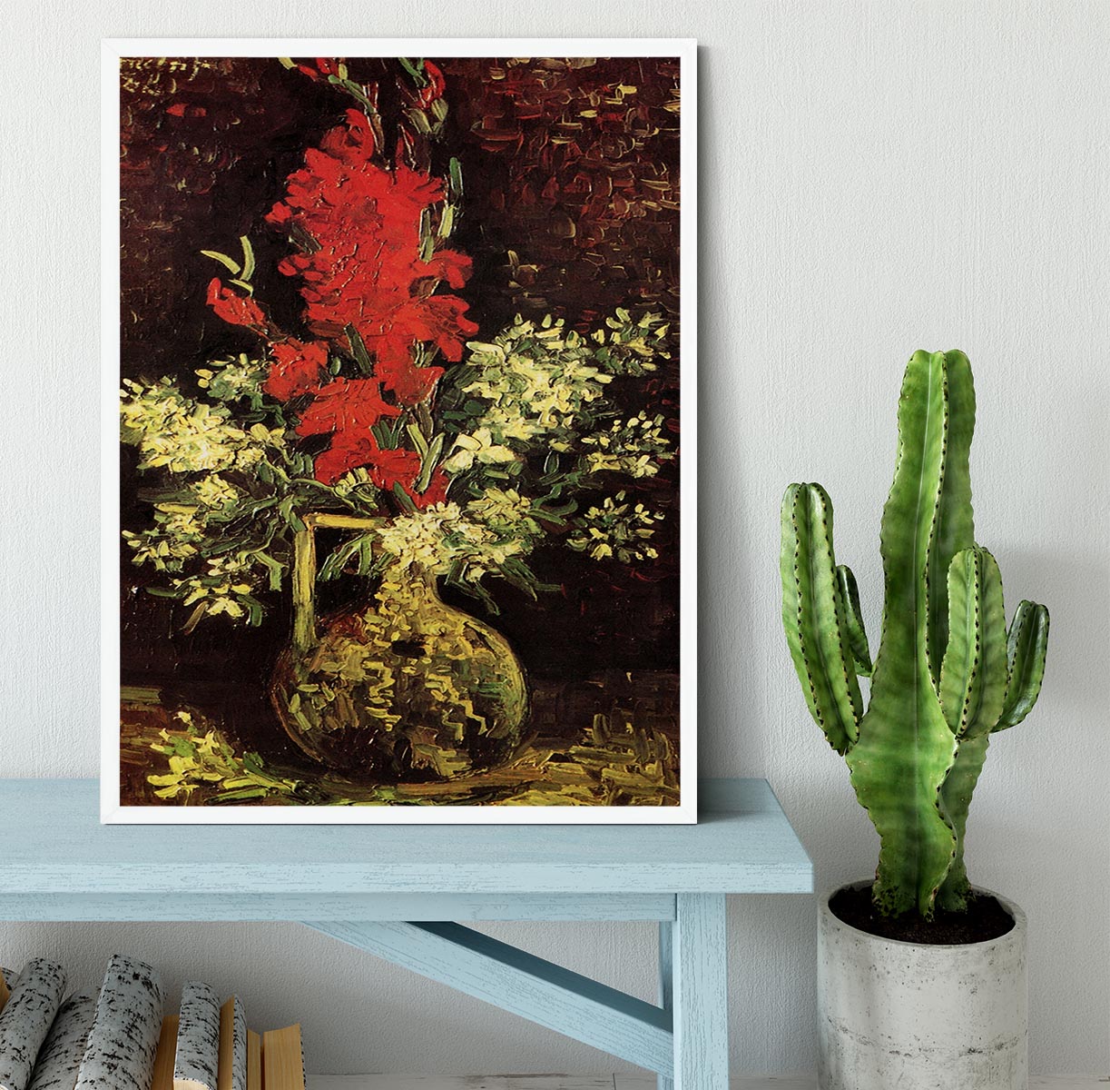 Vase with Gladioli and Carnations by Van Gogh Framed Print - Canvas Art Rocks -6