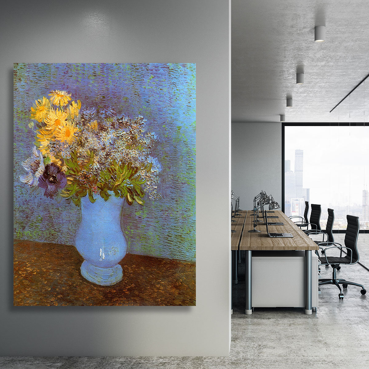 Vase with Lilacs Daisies and Anemones by Van Gogh Canvas Print or Poster - Canvas Art Rocks - 3