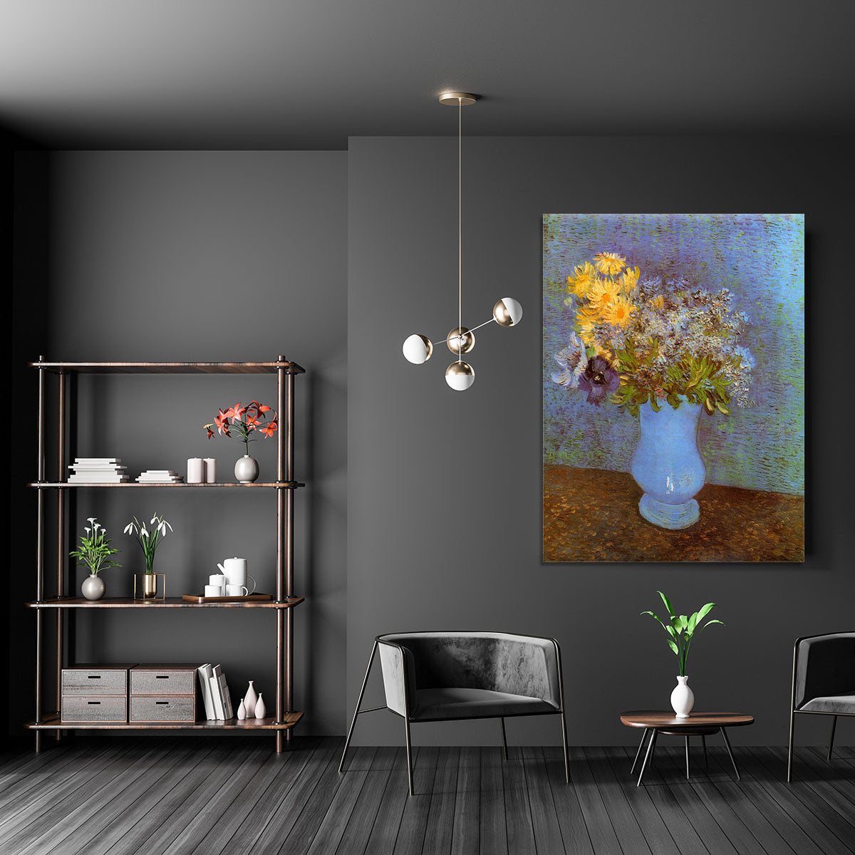Vase with Lilacs Daisies and Anemones by Van Gogh Canvas Print or Poster - Canvas Art Rocks - 5