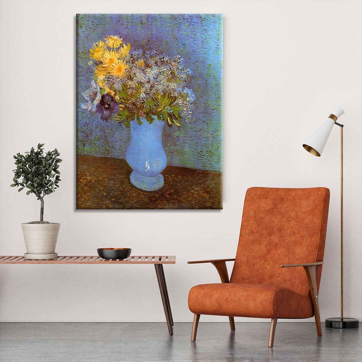 Vase with Lilacs Daisies and Anemones by Van Gogh Canvas Print or Poster - Canvas Art Rocks - 6