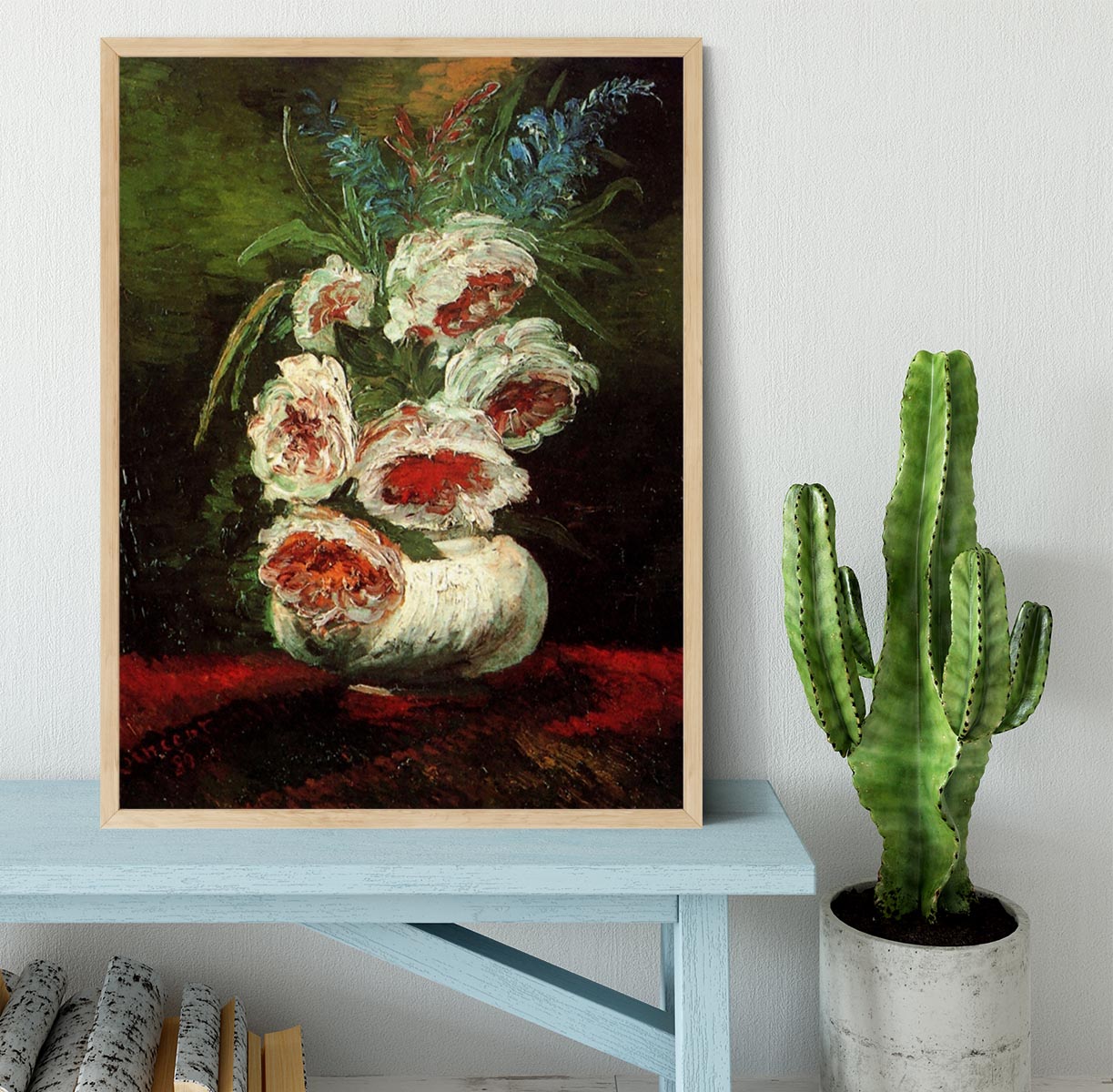 Vase with Peonies by Van Gogh Framed Print - Canvas Art Rocks - 4