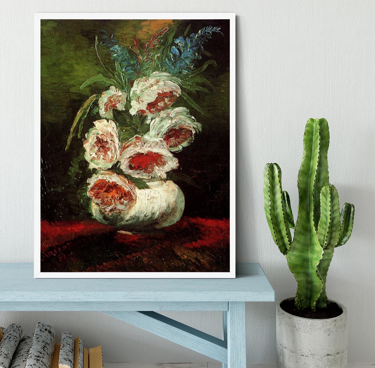 Vase with Peonies by Van Gogh Framed Print - Canvas Art Rocks -6