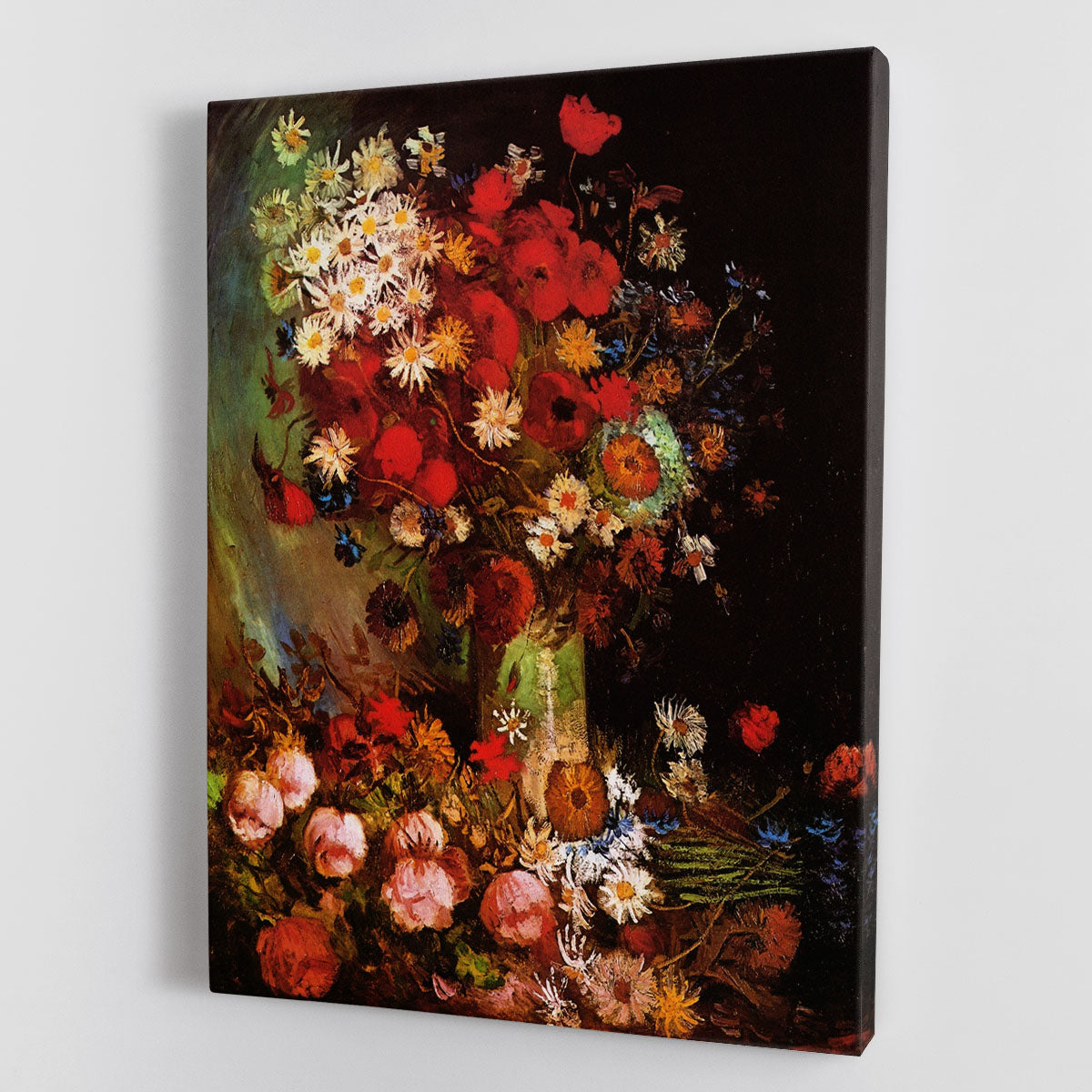 Vase with Poppies Cornflowers Peonies and Chrysanthemums by Van Gogh Canvas Print or Poster - Canvas Art Rocks - 1