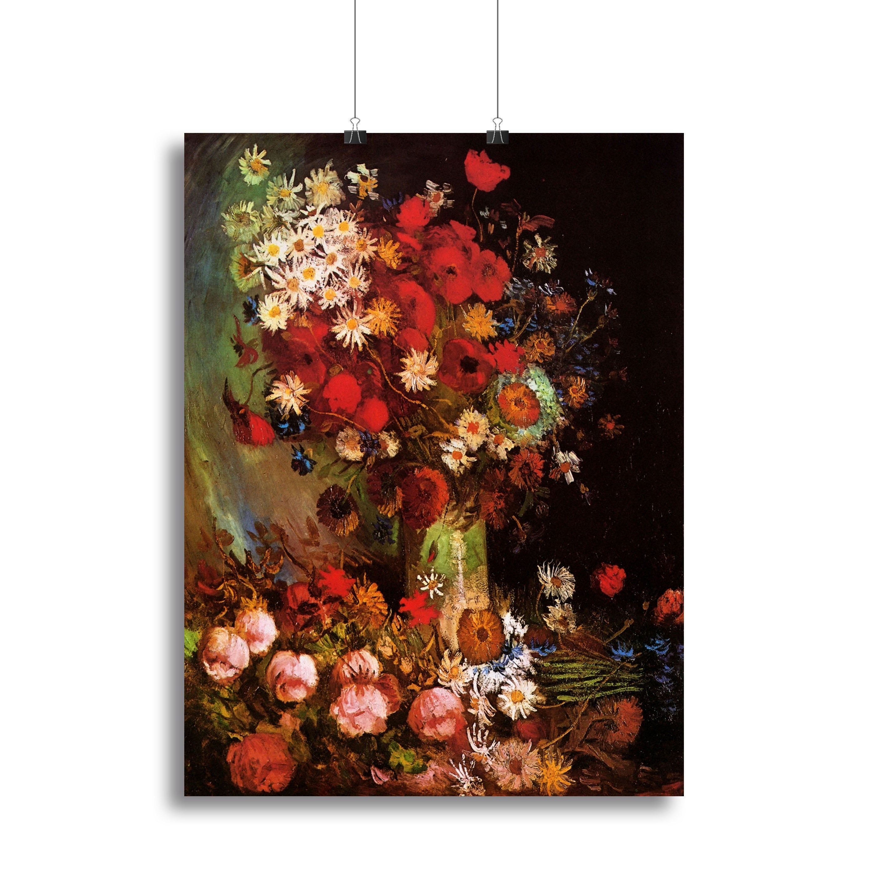 Vase with Poppies Cornflowers Peonies and Chrysanthemums by Van Gogh Canvas Print or Poster - Canvas Art Rocks - 2