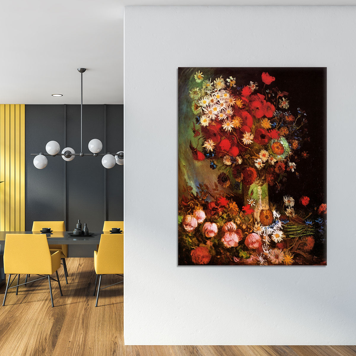 Vase with Poppies Cornflowers Peonies and Chrysanthemums by Van Gogh Canvas Print or Poster - Canvas Art Rocks - 4