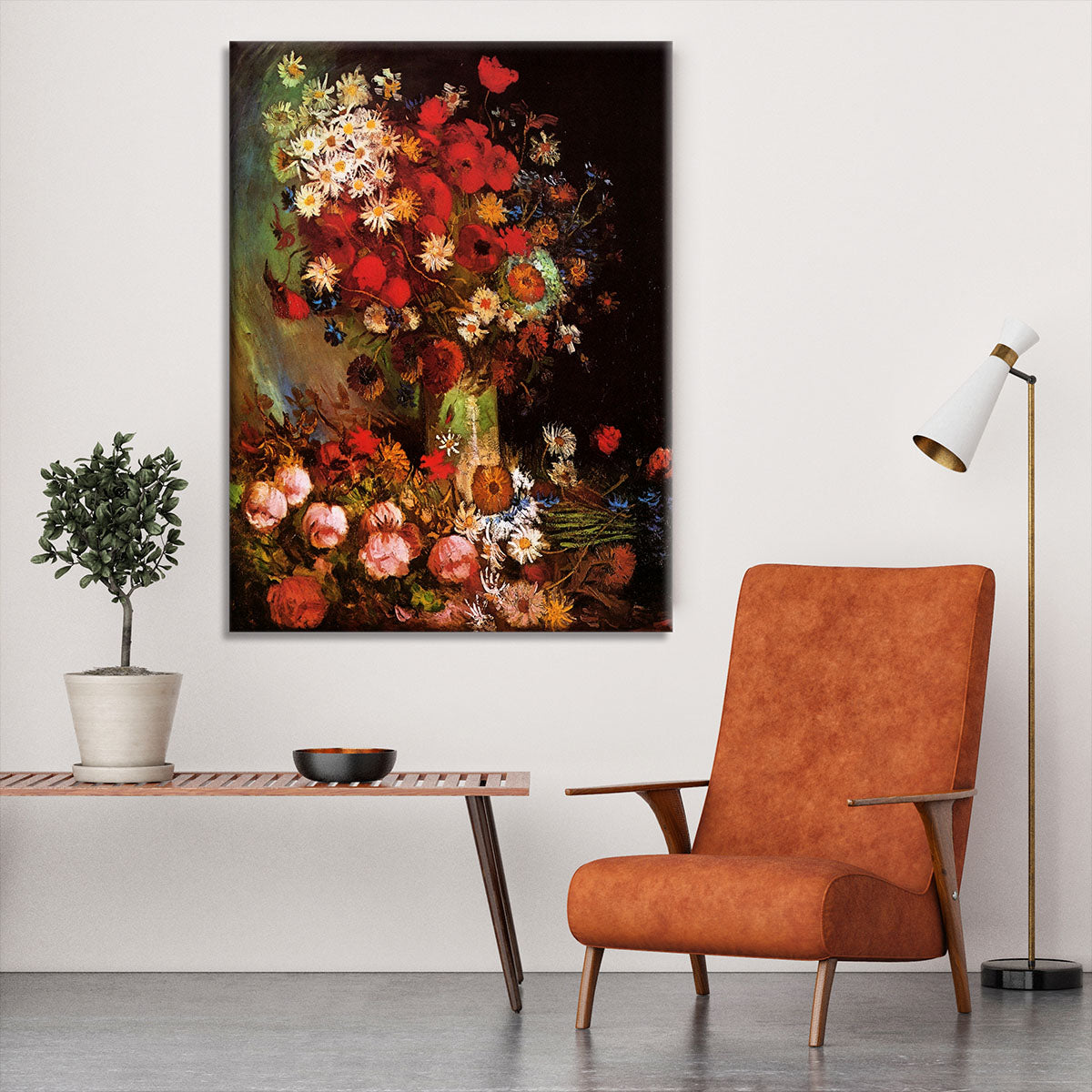 Vase with Poppies Cornflowers Peonies and Chrysanthemums by Van Gogh Canvas Print or Poster - Canvas Art Rocks - 6