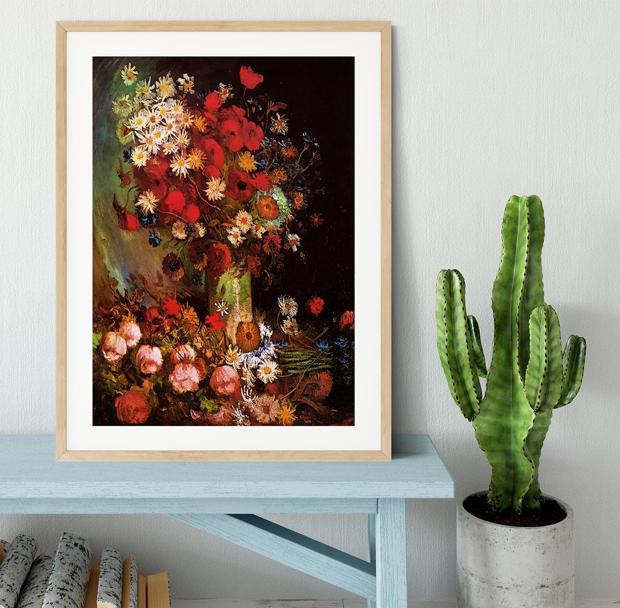 Vase with Poppies Cornflowers Peonies and Chrysanthemums by Van Gogh Framed Print - Canvas Art Rocks - 3