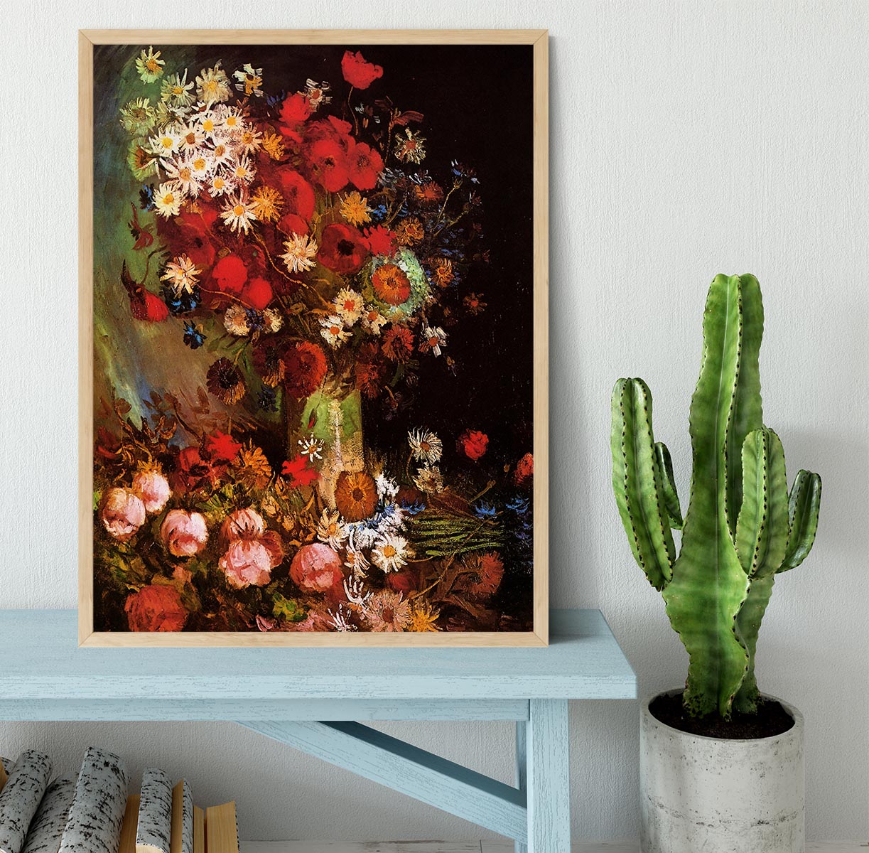 Vase with Poppies Cornflowers Peonies and Chrysanthemums by Van Gogh Framed Print - Canvas Art Rocks - 4