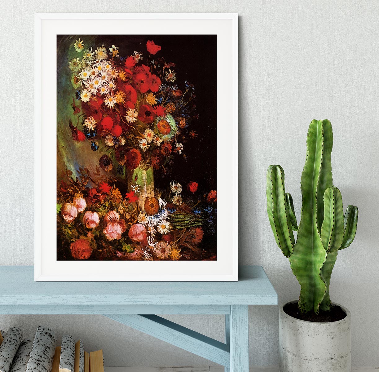 Vase with Poppies Cornflowers Peonies and Chrysanthemums by Van Gogh Framed Print - Canvas Art Rocks - 5
