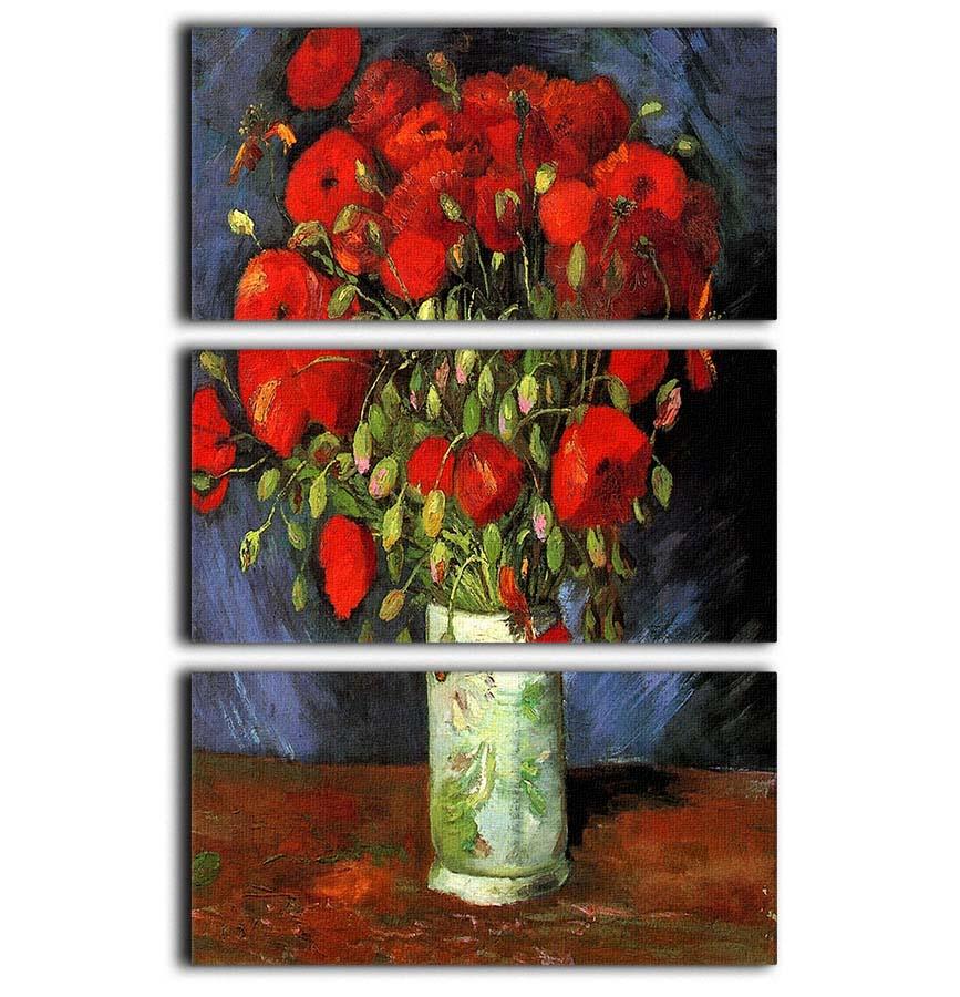 Vase with Red Poppies by Van Gogh 3 Split Panel Canvas Print - Canvas Art Rocks - 1