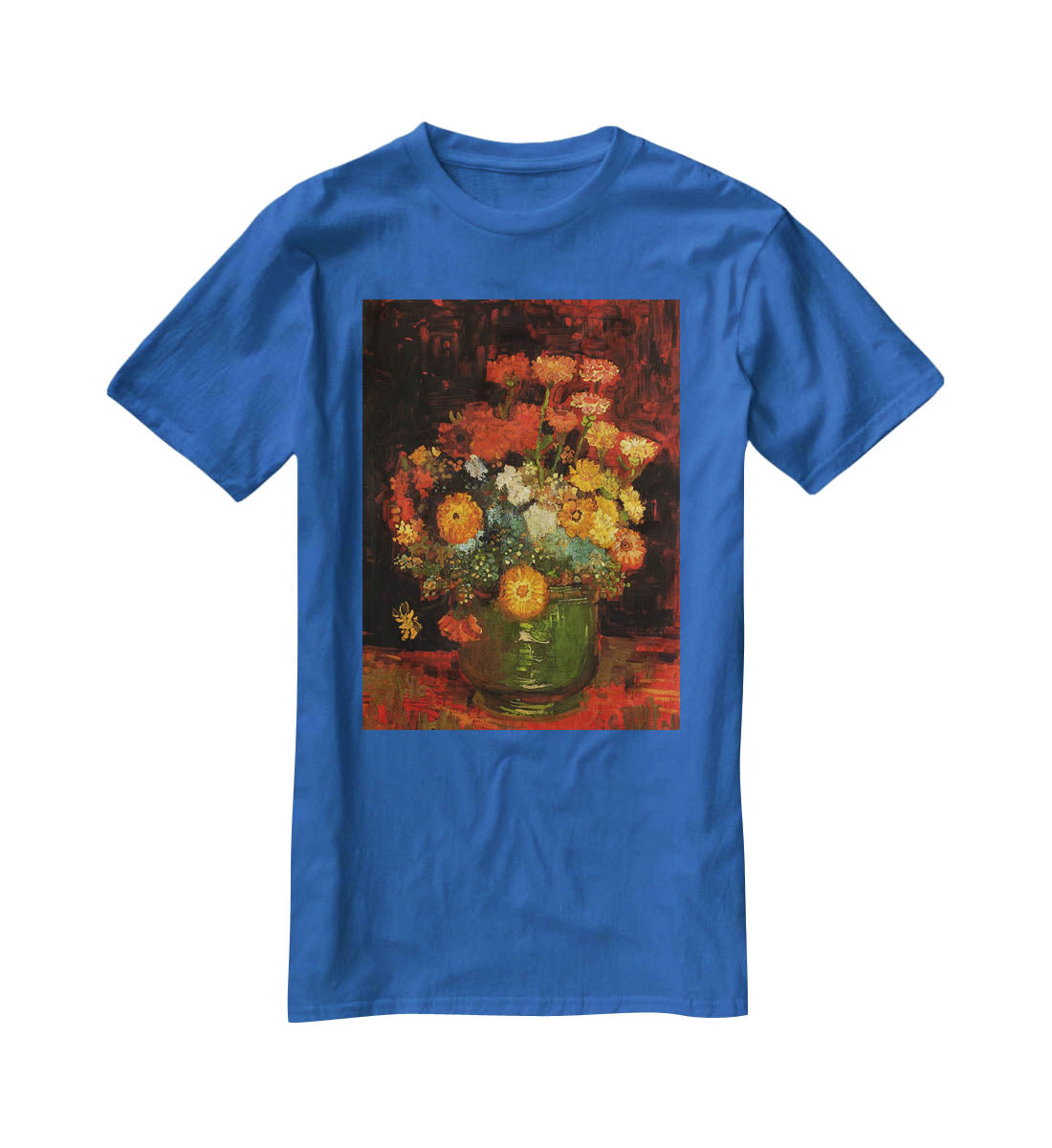 Vase with Zinnias by Van Gogh T-Shirt - Canvas Art Rocks - 2