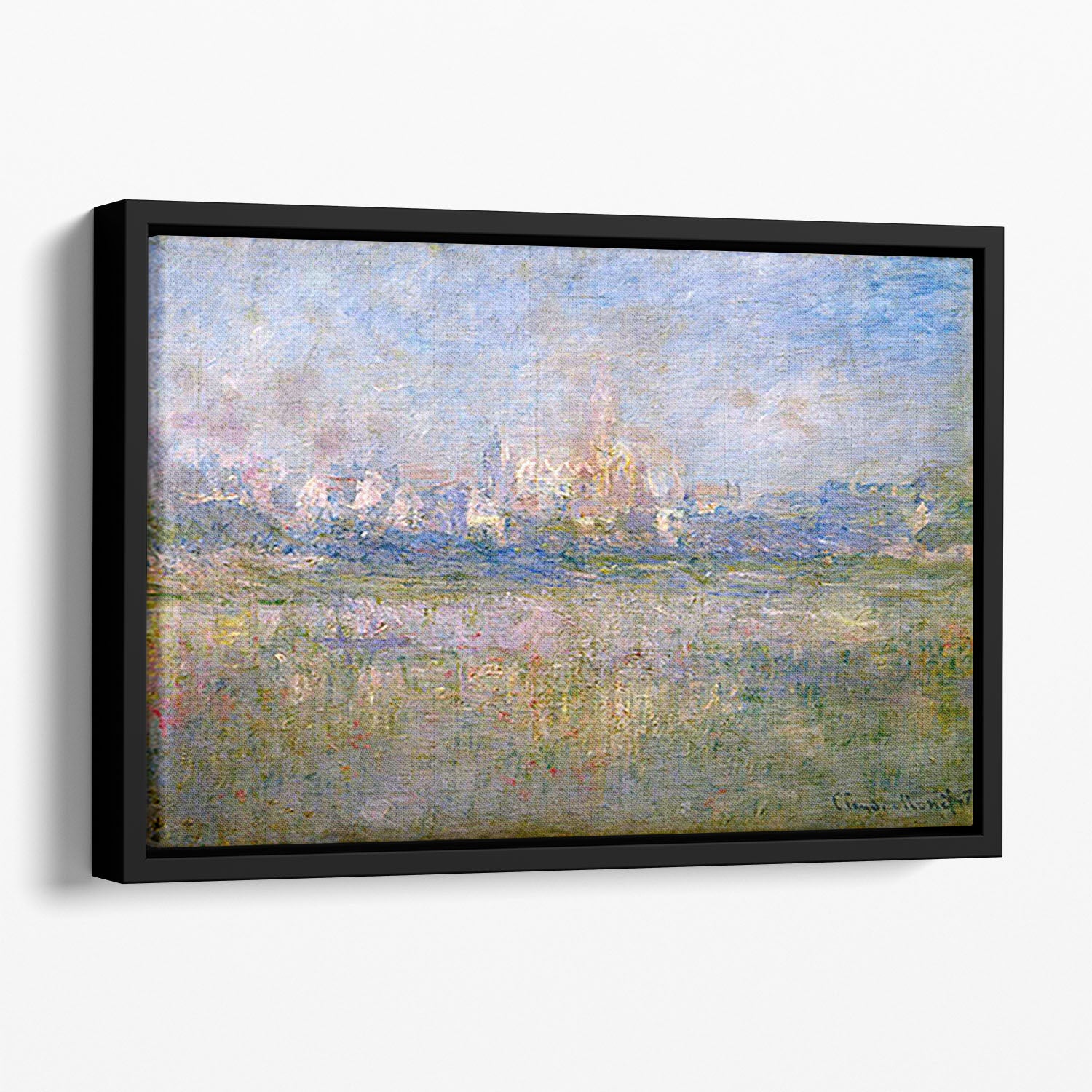 Vctheuil in the fog by Monet Floating Framed Canvas