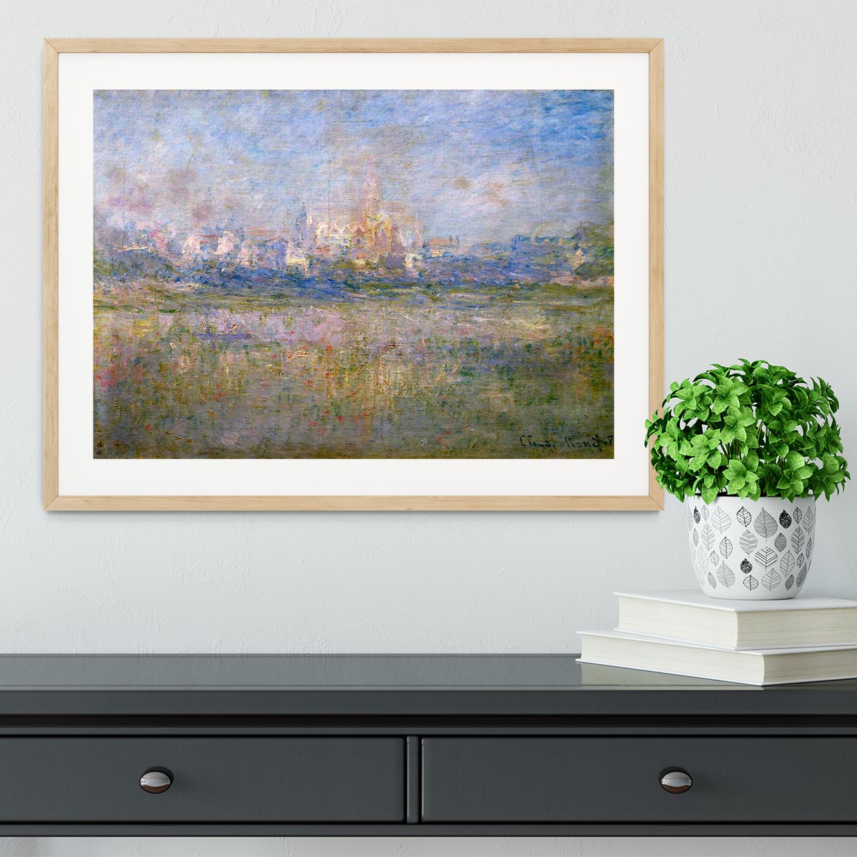 Vctheuil in the fog by Monet Framed Print - Canvas Art Rocks - 3