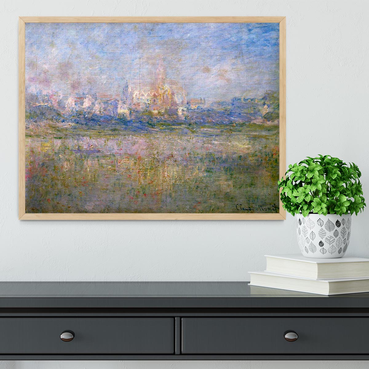 Vctheuil in the fog by Monet Framed Print - Canvas Art Rocks - 4